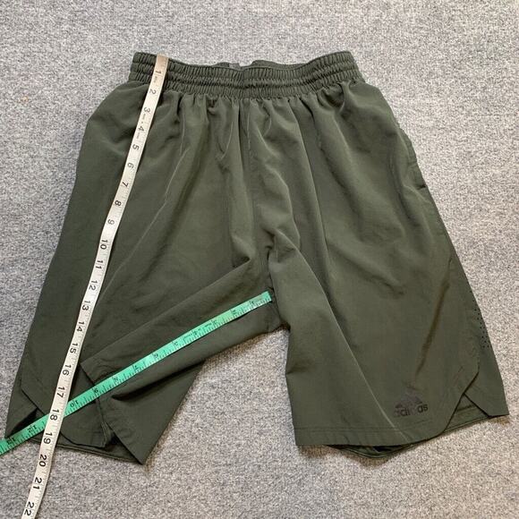 Adidas Shorts Mens M Forest Green Drawstring Elastic Waist Band Pockets Training - Picture 9 of 12